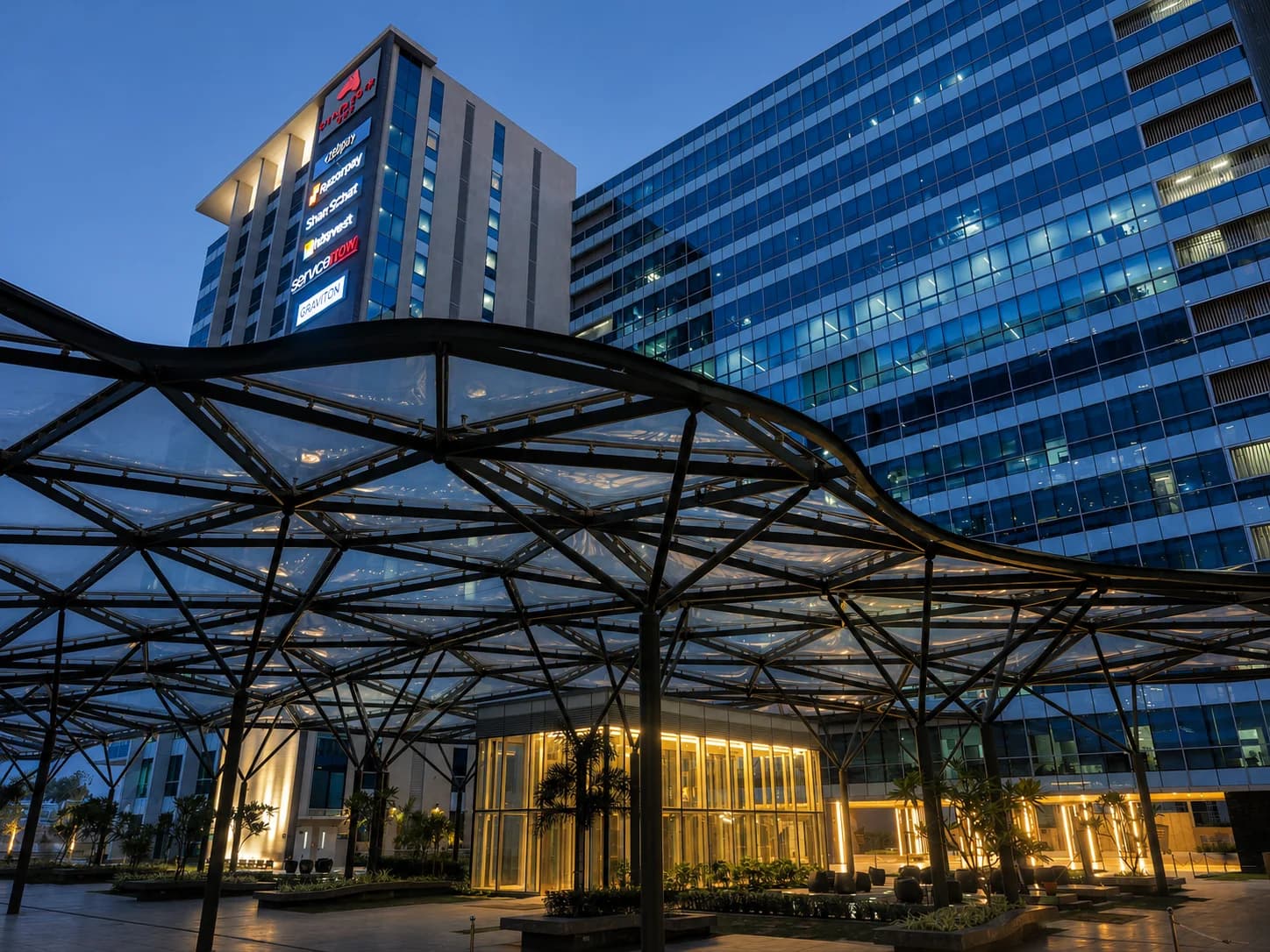 ETFE + Architectural Steel Canopy — Sattva Knowledge City